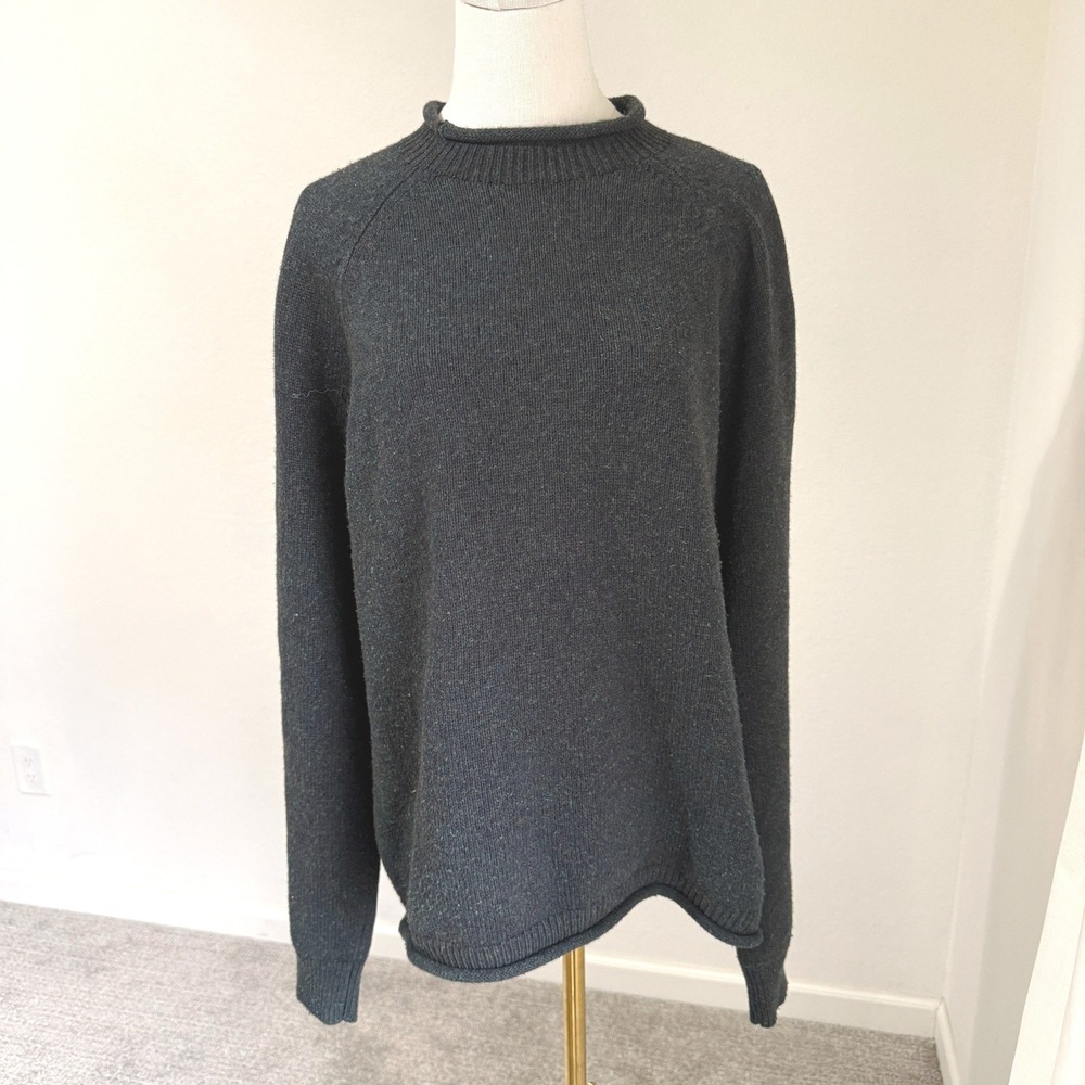 Madewell  Roll Neck Wool Blend Sweater Dark Green Fisherman Cozy‎ Chunky Medium